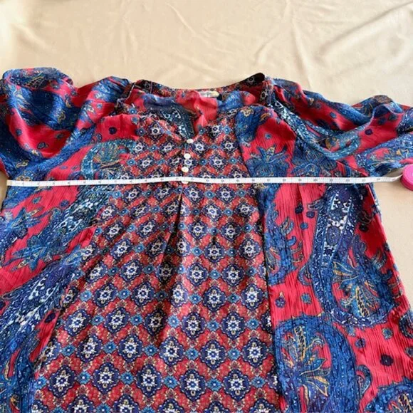 Figueroa & Flower Semi Sheer Womens XL Boho Tunic Blouse Buttons V Neck Camisole - Picture 7 of 11